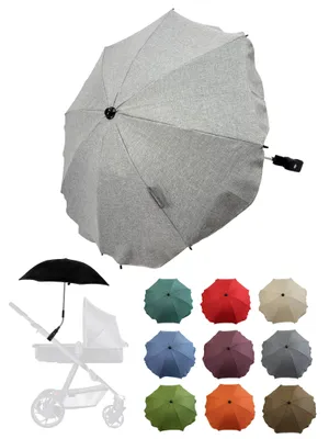 Produktbild von BAMBINIWELT Sonnenschirm für Kinderwagen Ø68cm UV-Schutz50+ Schirm Sonnensegel Sonnenschutz MELIERT hellgrau