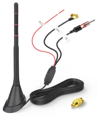 DAB/DAB+ Autoantenne mit Verstärker, 5 m Kabel, SMB+DIN-Stecker