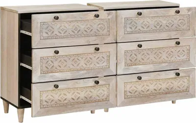 Produktbild von vidaXL Sideboard 2 pcs Weiß 120 x 33,5 x 75 cm massives Mangoholz