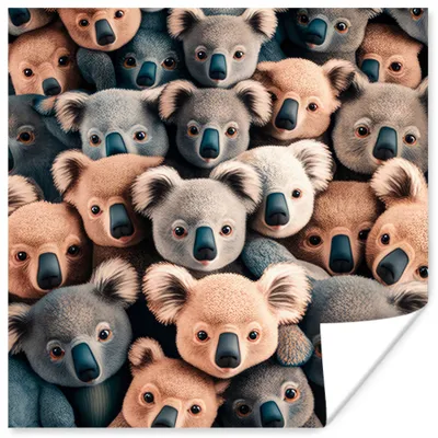 Produktbild von MuchoWow® Poster Koala - Tiere - Muster - Grau - Braun - Kinder 50x50 cm - Wohnzimmerdekoration