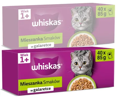 Zdjęcie produktu dla Whiskas Adult Mieszanka Smaków 80x85g Mokra Karma Dla Dorosłych Kotów 4 Smaki W Galaretce