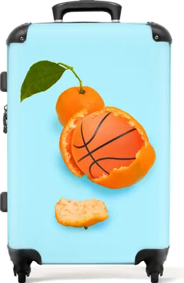 Obrázek produktu pro NoBoringSuitcases.com® Velký kufr - Basketbalový míč - Oranžový - Ovoce - Oranžový - List - Kombinovaný zámek TSA - Pevná skořepina na kolečkách - 72 litrů - Cestovní kufr - 66 cmKufr střední 67x43x25 cm, 72L,