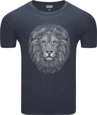 Produktbild von Diarbo Herren T-Shirt mit Aufdruck Wildtierporträts Löwenkopf Dunkelgrau Gr.S