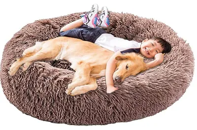 Productafbeelding van XXL hondenbed, orthopedisch, wasbaar, rond, huisdierenbed voor grote honden, bruin