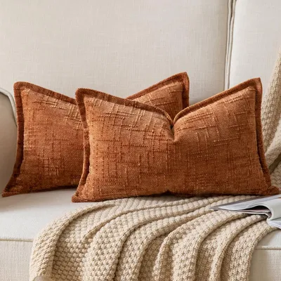 Productafbeelding van Kussensloop, chenille, 30x50 cm, terracotta, set van 2