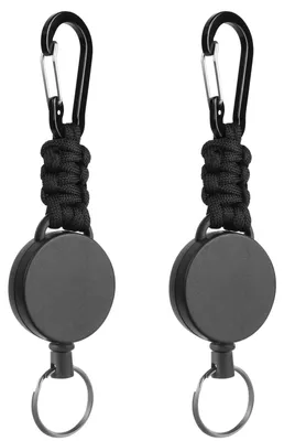 Productafbeelding van Uittrekbare sleutelhanger, 2-delig, robuuste uittrekbare sleutelhoes met pompoenluiting en paracord, uittrekbare sleutelhoes met 60 cm staalkabel, geschikt voor broek en riem