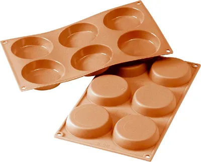 Image de Silikomart moule à muffins cupcakes 6 Ø8cm H 1,8cm silicone, terre cuite