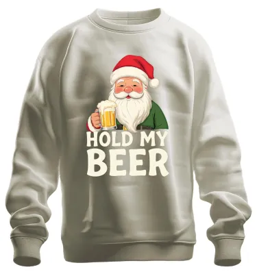 Produktbild von Hold My Beer Weihnachtsmann Bier Weihnachten lustig Geschenk Sweatshirt Pullover, Natur, L