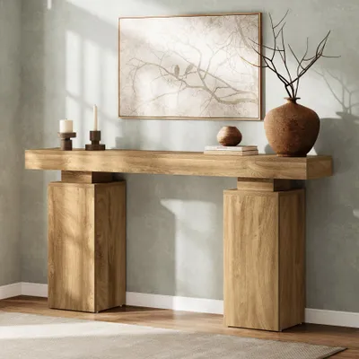 Produktbild von Tribesigns 160 cm Langer Konsolentisch, Bauernhaus Eingangstisch hinter der Couch, Holz Foyertisch, Eingangsstation, Moderne Flurtisch Akzent-Möbel