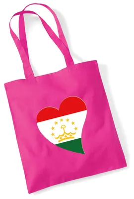 Produktbild von Huuraa Jutebeutel Tadschikistan Flagge Herz 10 Liter Fuchsia Baumwolle Tasche Geschenkidee
