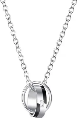 Produktbild von US-15293 Halskette - Silber / Schwarz für Herren KP15293