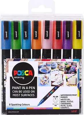 Productafbeelding van Een set van 8 acrylmarkeerstiften / glinsterende kleuren