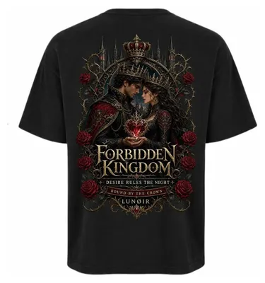 Produktbild von Damen Oversize T-Shirt Schwarz S – Bedrucktes Shirt mit Königs Motiv aus Baumwolle – LUNØIR ©