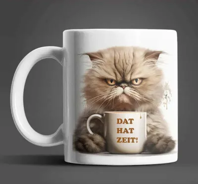 Produktbild von Katze DAT HAT ZEIT Kaffeetasse Teetasse Tasse Geschenkidee 330 ml