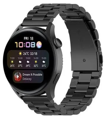 Produktbild von By Qubix passend für Garmin Forerunner 970 / 570 (47 mm) / 255 - Edelstahl-Gliederarmband - Schwarz