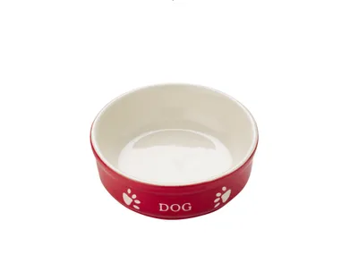 Produktbild von Hunde Keramiknapf "DOG", rot/beige, S, 130ml