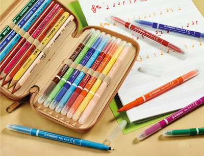 Produktbild von Filzstift und Fineliner in einem - STABILO Trio 2 in 1 - Einzelstift - rot