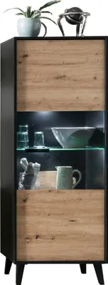 Produktbild von ARTONA 031 Vitrine klein Artisan Eiche / Schwarz, LED-Beleuchtung:ohne Beleuchtung