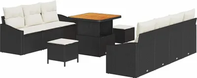 Immagine prodotto di vidaXL Set di divani da giardino con cuscini 10 pezzi Nero e crema