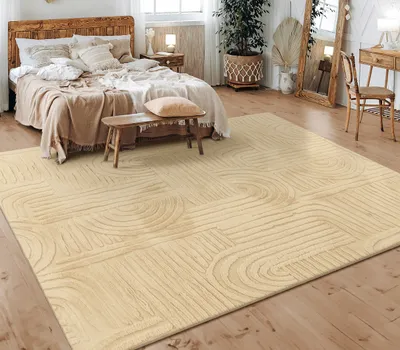Produktbild von Teppich Wohnzimmer Schlafzimmer Kurzflor Skandinavisches Boho Muster Geometrisch Grösse 240x340 cm