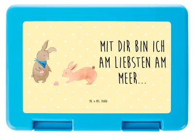 Produktbild von Mr. & Mrs. Panda Bentobox Hasen Muschel - Gelb Pastell - Geschenk, BFF, Meer, Beste Freundin, Snackbox, Meal Prep Box, Strand, Bento, Papa, Essensbehälter, Lunchbox