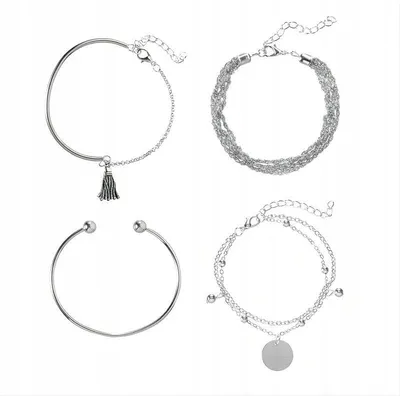 Produktbild von BOHO RETRO PUNK Charms ARMREIF SILBER ARMBAND SET 4 stück