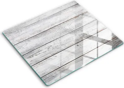 Zdjęcie produktu dla Deska kuchenna – 60 cm x 52 cm - Szklana deska do krojenia - Szkło hartowane – Antypoślizgowa - Jasne Drewniane Deski