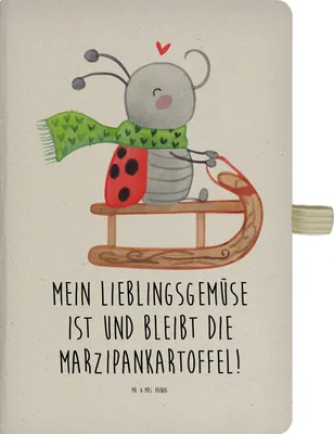 Produktbild von Mr. & Mrs. Panda Adressbuch Smörle Rodeln - Transparent - Geschenk, Marzipan, Winter, Tagebuch, skizzenbuch a4, Kladde, Weihnachten, notizbuch, Journal, Schlittenfahren