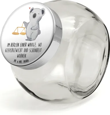 Produktbild von Mr. & Mrs. Panda Frischhaltedose Waage Astrologie L 870ml - Weiß - Geschenk, Kaffeedose, Naschglas, Dekoglas, Bonboniere, Sternzeichen, Aufbewahrungsdose, Teedose