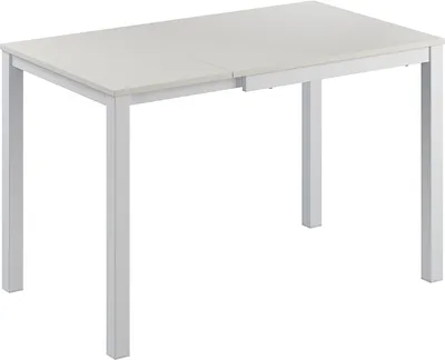 A white table with a light gray top is shown against a white background.