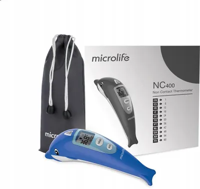 Zdjęcie produktu dla Termometr bezdotykowy Microlife NC 400, przeznaczony dla dzieci, kolor niebieski, wzmocniony