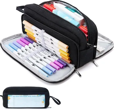Produktbild von Federmäppchen mit 3 Fächern, Federmäppchen mit großer Kapazität, Federmappe, Federtasche für Schule und Büro