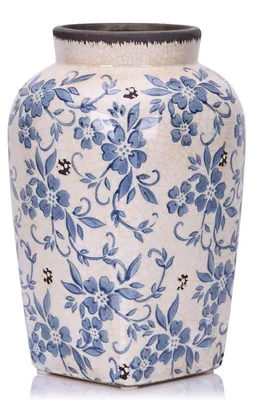 Image de Vase de style vintage - Vase à fleurs - En grès - 24,6 cm - Surface craquelée - Céramique de haute qualité - Décoration rustique
