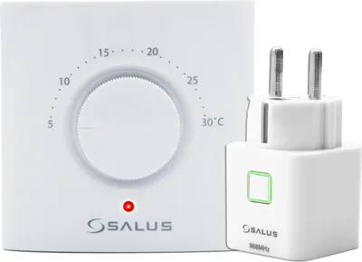 Image de Kit thermostat d'ambiance sans fil Salus avec thermostat analogique ERT20TXB et récepteur radio pour prise SPE868