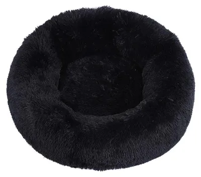 Obrázok produktu pre Posteľ pre psa, posteľ pre mačku, plyšová, okrúhla, 80 cm, čierna
