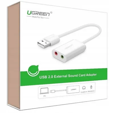 Produktbild von UGREEN USB-A To 3.5mm External Stereo Sound Adapter White 15cm