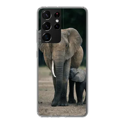 Produktbild von MuchoWow® Handyhülle Schutzhülle Hülle für Samsung Galaxy S21 Ultra Elefant - Tiere - Flachland - Natur Silikon Softcase Handy Hülle - Mobiltelefon