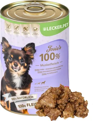 Produktbild von 6 x 400 g Lecker.Pet® Josie's 100 % Muskelfleisch Rind Hundefutter Nassfutter