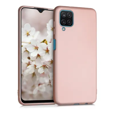 Produktbild von kwmobile Case kompatibel mit Samsung Galaxy A12 Hülle - Schutzhülle aus Silikon metallisch schimmernd - Handyhülle Metallic Rosegold