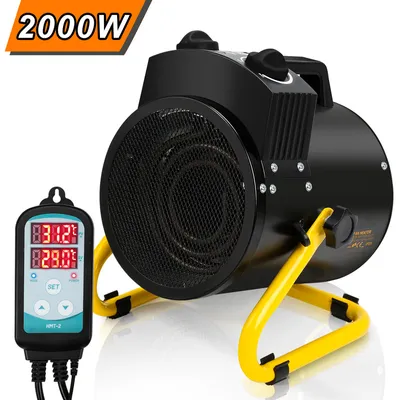 Productafbeelding van TolleTour tuinhuisverwarming 2000W met temperatuurregelaar en IPX4-certificering, geschikt voor gebruik in de tuin
