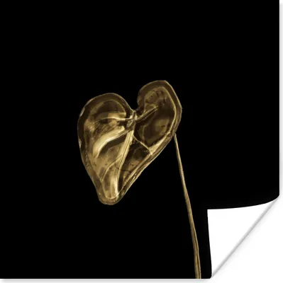 Produktbild von MuchoWow® Poster Herz - Blatt - Gold 100x100 cm - Babyzimmer