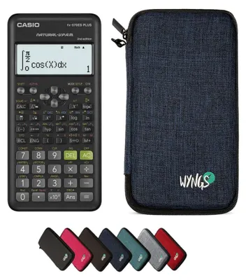 Produktbild von Casio fx-570ES Plus 2nd Edition inkl. WYNGS Schutztasche Blau - Wissenschaftlicher Taschenrechner - Basic Set