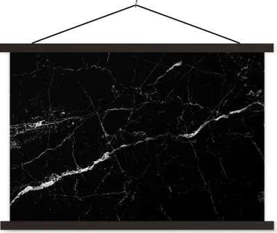 Produktbild von MuchoWow® Textilposter Marmoroptik - Schwarz - Luxus 150x100 cm mit schwarzem Rahmen - Schlafzimmer