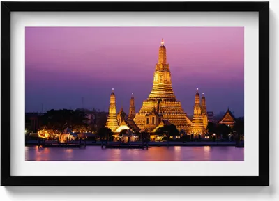 Produktbild von Tempel in Bangkok Thailand– Wandbild mit Rahmen – Gerahmtes Bild  – Wanddekoration – 60x40 cm –  Schwarz Rahmen
