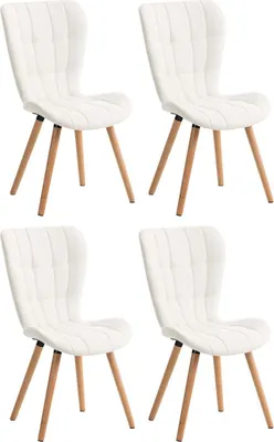Immagine prodotto di set di 4 sedie da pranzo, sedute in ecopelle, comodi cuscini, design elegante | colore: bianco