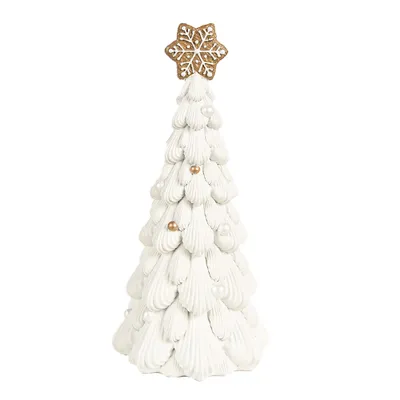 Immagine prodotto di Clayre & Eef Decorazione natalizia Albero di Natale Ø 13x26 cm Poliresina bianca