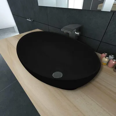 Produktbild von vidaXL Keramik Waschbecken 40 x 33 cm Schwarz