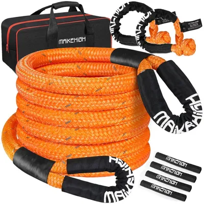 Produktbild von Kinetisches Abschleppseil 25,4T (56.000LBS) 2,86cm x 9m Orange mit 2 Weichen Schäkeln
