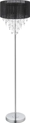 Zdjęcie produktu dla Lampa stojąca Relaxdays Kristall, klosz z organzy, elegancka lampa do salonu, E27, wys. x gł. 150 x 37,5 cm, czarno-srebrna