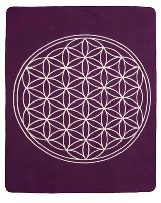 Produktbild von yogabox Yogadecke Blume des Lebens - regional hergestellt - aubergine / natur 150 x 200 cm